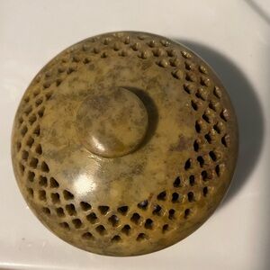 Vintage Round Carved Stone Box
